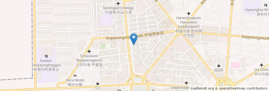 Mapa de ubicacion de 카리브레스토랑 en Corée Du Sud, Inchon, 부평구, 부평동.