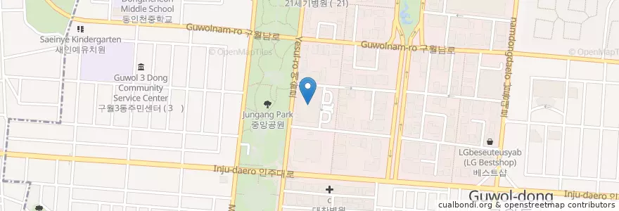 Mapa de ubicacion de 쿨펫동물병원 en 대한민국, 인천, 남동구, 구월동.