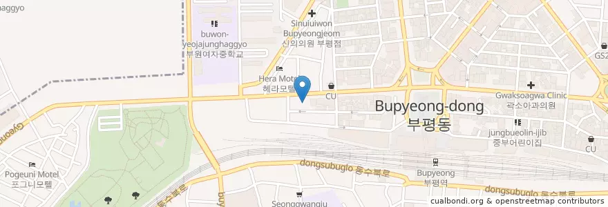 Mapa de ubicacion de 레인보우동물병원 en Korea Selatan, 인천, 부평구, 부평동.