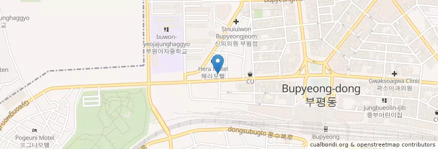 Mapa de ubicacion de 도그앤캣 동물병원 en Corée Du Sud, Inchon, 부평구, 부평동.