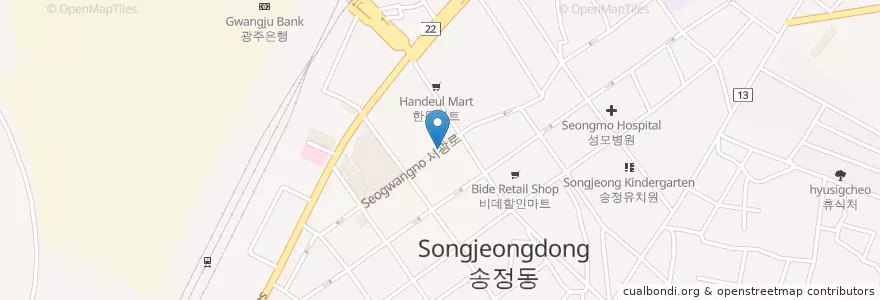 Mapa de ubicacion de 아이안과 송정점 en Coreia Do Sul, Jeolla Do Sul, Gwangju, 광산구.