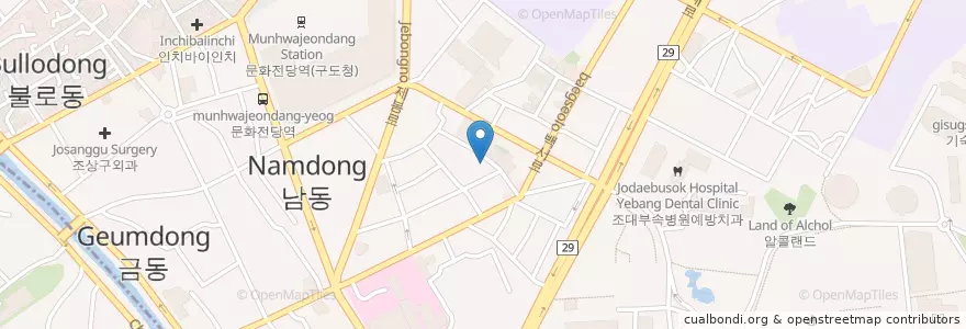 Mapa de ubicacion de 오킴스김광원치과의원 en 대한민국, 전라남도, 광주, 동구.