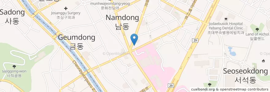 Mapa de ubicacion de 아이사랑언어학습상담센터 en 대한민국, 전라남도, 광주, 동구.