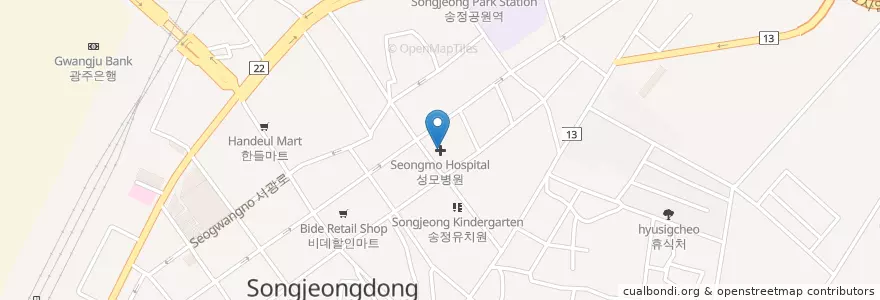 Mapa de ubicacion de 성모병원 en Güney Kore, 전라남도, Gwangju, 광산구.