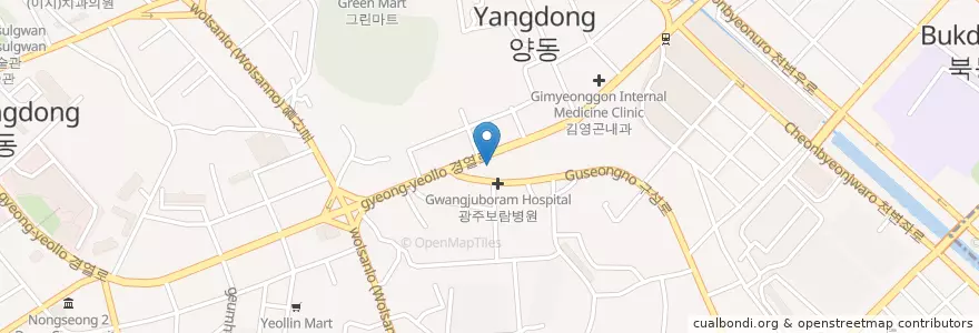 Mapa de ubicacion de 무지개병원 en Südkorea, Jeollanam-Do, Gwangju, 서구.