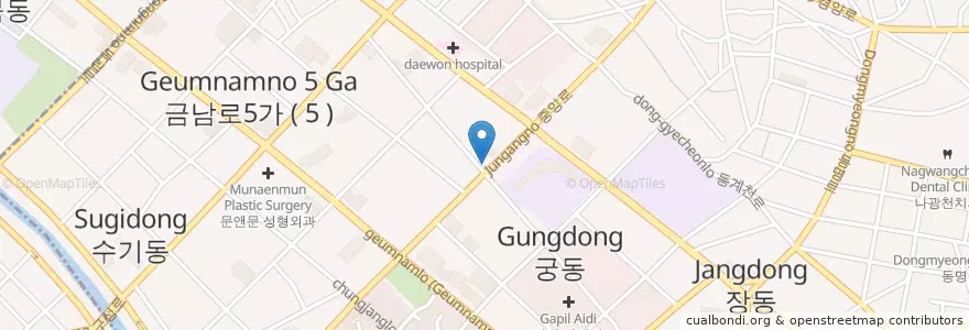Mapa de ubicacion de 김병원검진센터 en Республика Корея, Чолла-Намдо, Кванджу, 동구.