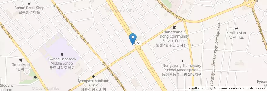 Mapa de ubicacion de 염내과의원 en Südkorea, Jeollanam-Do, Gwangju, 서구.