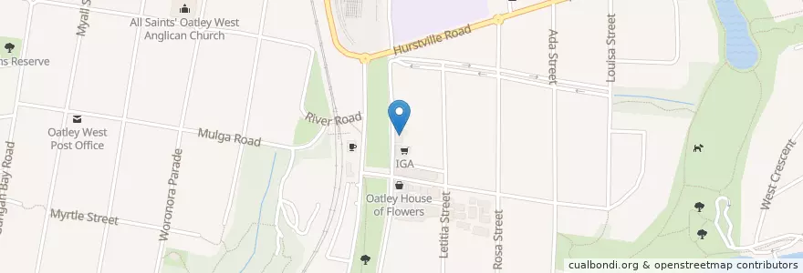 Mapa de ubicacion de Oatley Hotel en Australia, Nueva Gales Del Sur, Georges River Council, Sydney.