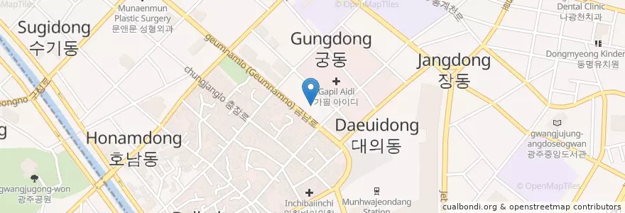 Mapa de ubicacion de 문치과의원 en کره جنوبی, جئولانام-دو, گوانگجو, 동구.