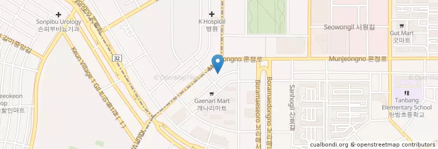 Mapa de ubicacion de 닥터스미 옴므 en Coreia Do Sul, Daejeon, 서구, 둔산동, 탄방동.