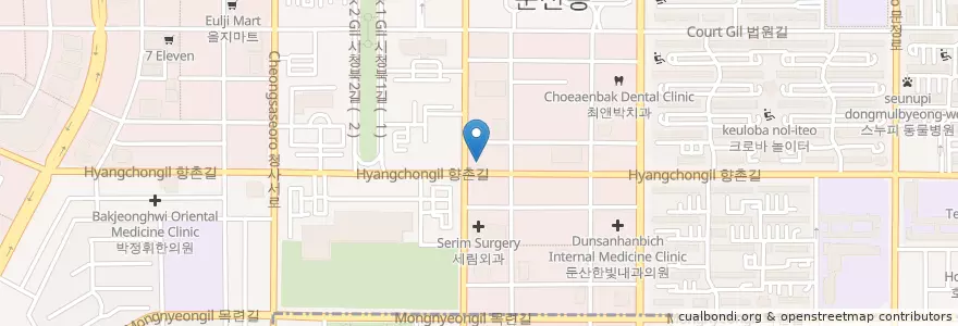 Mapa de ubicacion de 사계절치과 en Coreia Do Sul, Daejeon, 서구, 둔산동.