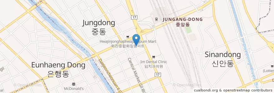 Mapa de ubicacion de 현치과의원 en 大韓民国, 大田, 東区, 중앙동.