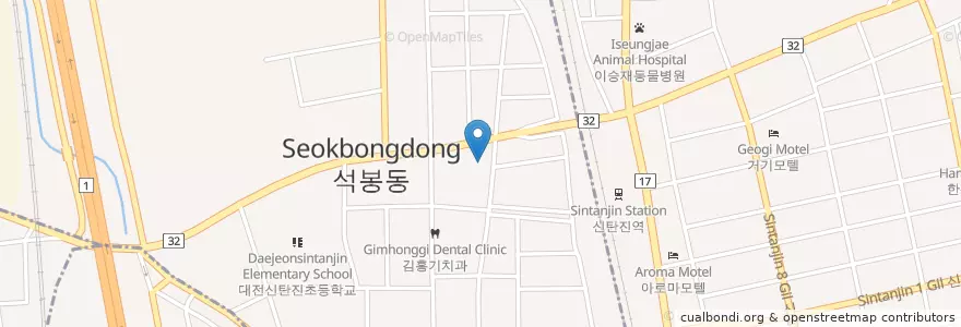 Mapa de ubicacion de 손산부인과 en 大韓民国, 大田, 大徳区, 석봉동.