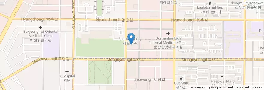 Mapa de ubicacion de 대전 수 흉부외과의원 en 대한민국, 대전, 서구, 둔산동.