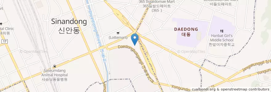Mapa de ubicacion de 서울이비인후과 en 대한민국, 대전, 동구, 중앙동.