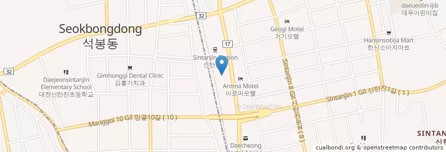 Mapa de ubicacion de 행복한산부인과 en Corée Du Sud, Daejeon, 대덕구.