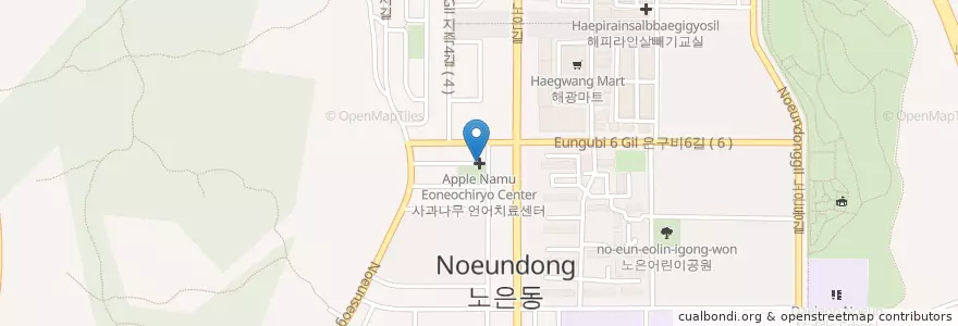 Mapa de ubicacion de 사과나무 언어치료센터 en Corea Del Sur, Daejeon, 유성구, 노은동.