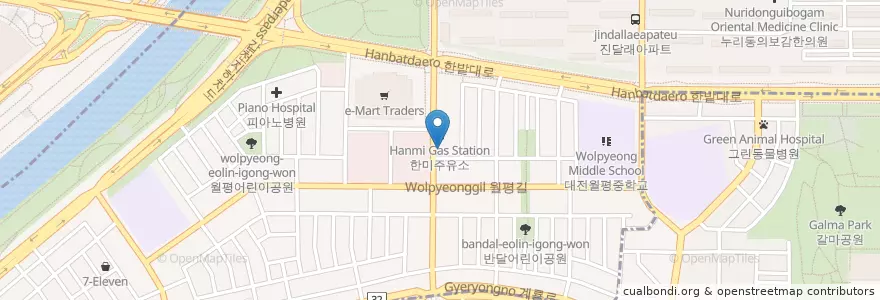 Mapa de ubicacion de 푸른외과의원 en Coreia Do Sul, Daejeon, 서구, 월평동.