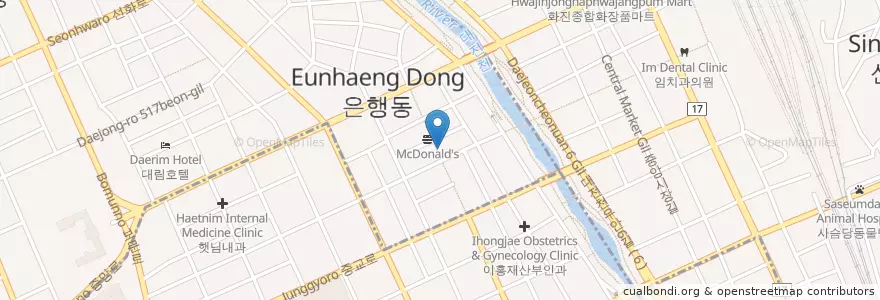Mapa de ubicacion de 남욱치과 en 대한민국, 대전, 동구.