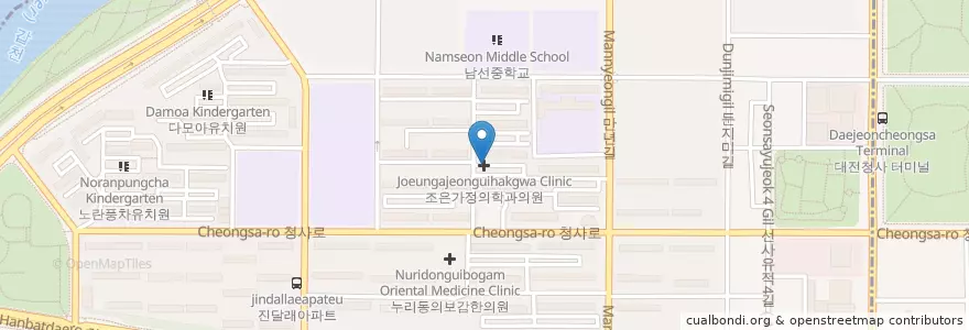 Mapa de ubicacion de 조은가정의학과의원 en 대한민국, 대전, 서구, 월평동.