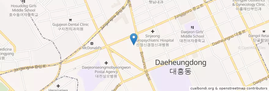 Mapa de ubicacion de 대흥가정의원 en 대한민국, 대전, 중구, 대흥동.
