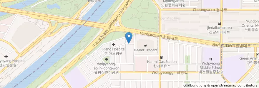 Mapa de ubicacion de 마크로 동물병원 en 韩国/南韓, 大田, 西區, 월평동.