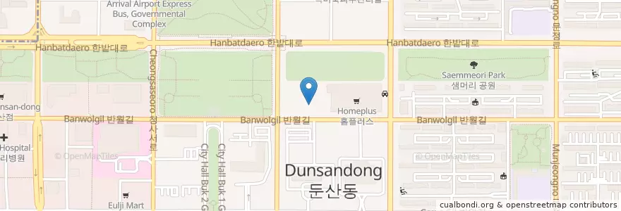 Mapa de ubicacion de 일중플러스한의원 대전점 en 대한민국, 대전, 서구, 둔산동.