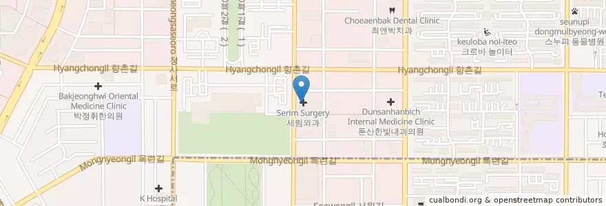 Mapa de ubicacion de 연세갤러리치과의원 en 大韓民国, 大田, 西区, 둔산동.