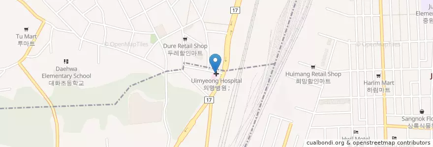 Mapa de ubicacion de 대전병원 en 대한민국, 대전, 대덕구, 대화동.