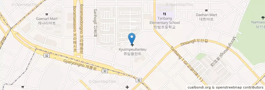 Mapa de ubicacion de 큐임플란트 en Zuid-Korea, Daejeon, 서구, 탄방동.