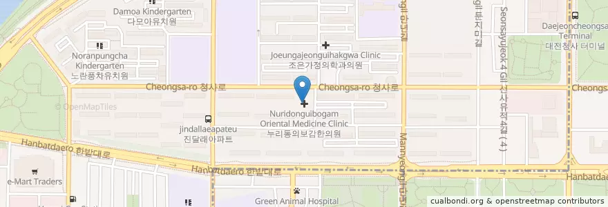 Mapa de ubicacion de Nuridonguibogam Oriental Medicine Clinic en South Korea, Daejeon, Seo-Gu, Wolpyeong-Dong.