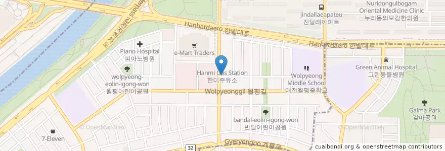Mapa de ubicacion de 곽피부비뇨기과의원 en Республика Корея, Тэджон, 서구, 월평동.