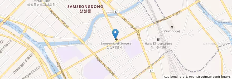 Mapa de ubicacion de 삼성제일외과 en Güney Kore, 대전, 동구, 삼성동.