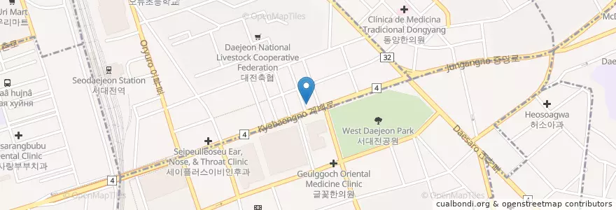Mapa de ubicacion de 세이유외과 en 대한민국, 대전, 중구, 오류동.