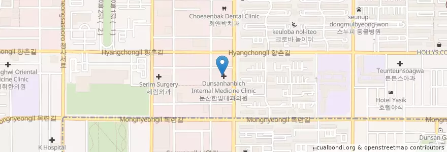 Mapa de ubicacion de 둔산한빛내과의원 en Corea Del Sur, Daejeon, 서구, 둔산동.