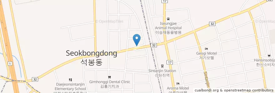 Mapa de ubicacion de 한밭동물병원 en Südkorea, Daejeon, 대덕구, 석봉동.