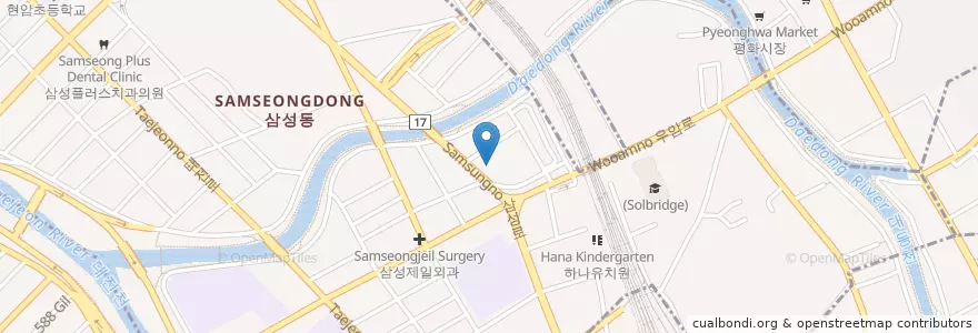 Mapa de ubicacion de 황수의과병원 en Corée Du Sud, Daejeon, 동구, 삼성동.