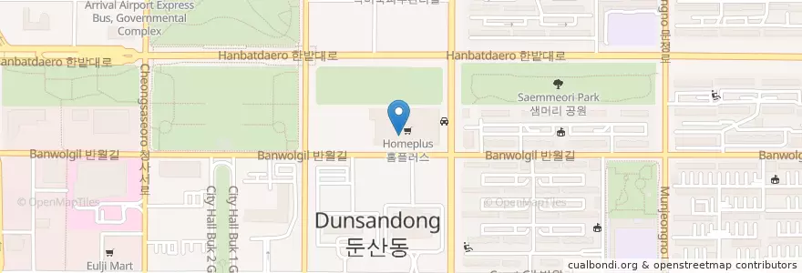 Mapa de ubicacion de 성심동물병원 en Coreia Do Sul, Daejeon, 서구, 둔산동.