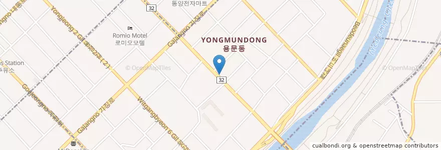Mapa de ubicacion de 애견종합병원 en 대한민국, 대전, 서구, 용문동.
