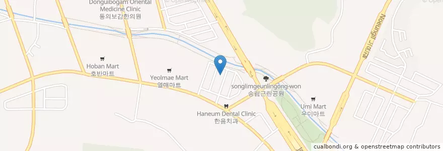 Mapa de ubicacion de 늘푸른동물병원 en Coreia Do Sul, Daejeon, 유성구, 노은동.