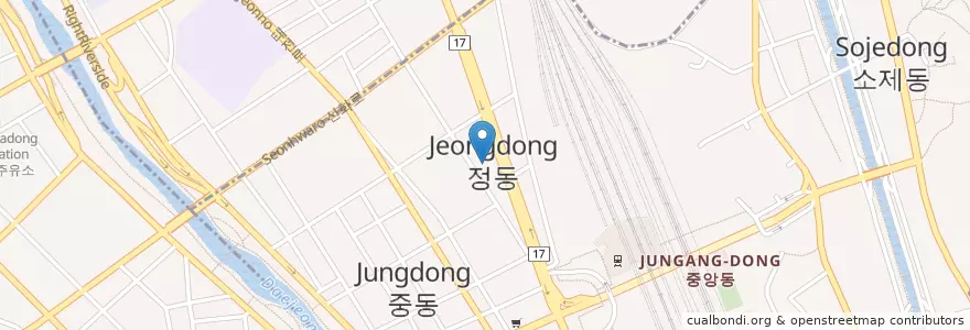 Mapa de ubicacion de 황제쑥뜸방 en Güney Kore, 대전, 동구, 중앙동.