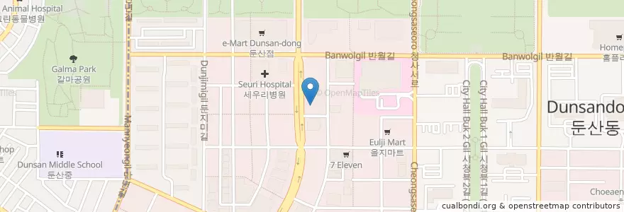 Mapa de ubicacion de 서울하이안치과 en 대한민국, 대전, 서구, 둔산동.