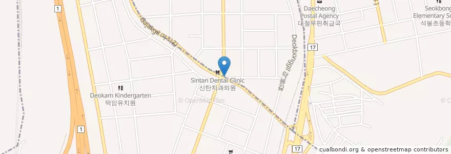 Mapa de ubicacion de 상아치과 en Республика Корея, Тэджон, 대덕구, 덕암동, 석봉동.
