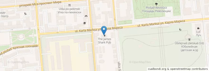 Mapa de ubicacion de The James Shark Pub en Rusia, Сибирский Федеральный Округ, Красноярский Край, Городской Округ Красноярск.