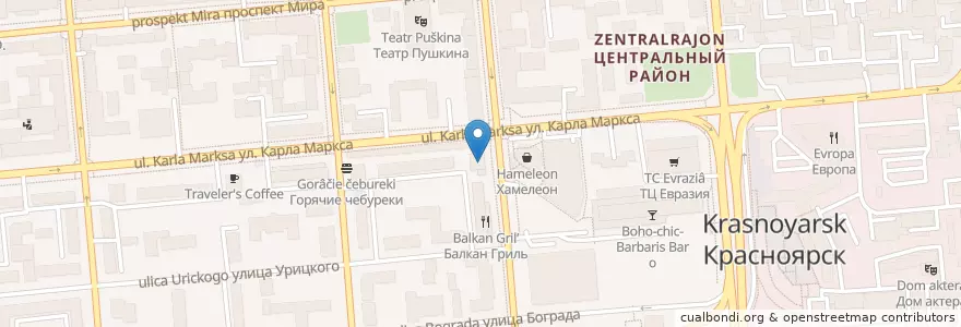 Mapa de ubicacion de Buddha Lounge Bar en روسيا, Сибирский Федеральный Округ, Красноярский Край, Городской Округ Красноярск.