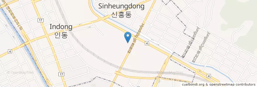 Mapa de ubicacion de 한가족치과 en Coreia Do Sul, Daejeon, 동구, 신인동.