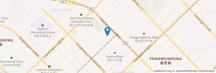 Mapa de ubicacion de 오렌지치과의원 en 大韓民国, 大田, 西区, 괴정동, 탄방동.