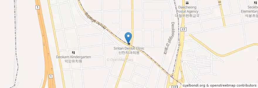 Mapa de ubicacion de 신탄치과의원 en Corea Del Sur, Daejeon, 대덕구, 덕암동, 석봉동.