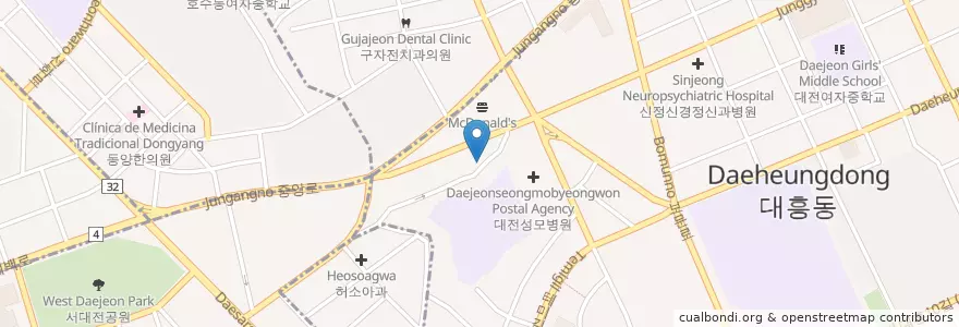 Mapa de ubicacion de 조치과의원 en Korea Selatan, Daejeon, 중구, 대흥동.