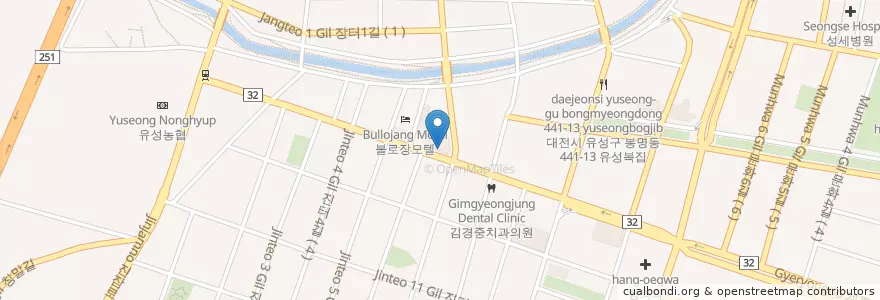 Mapa de ubicacion de 서문수치과의원 en Güney Kore, 대전, 유성구, 온천동.